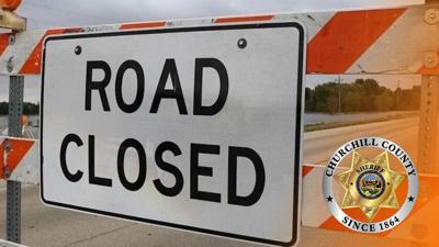 Road Closed Sign with Churchill County SO badge