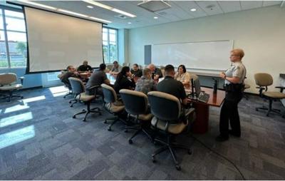 Nevada State Police Parole and Probation Division in Las Vegas conduct a briefing for Operation Scarecrow