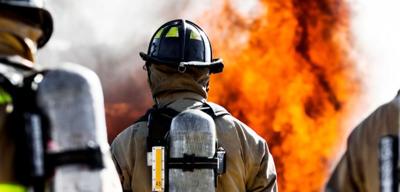 Firefighters' backs