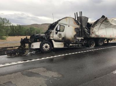 I-80 Eastbound near Wadsworth Reopened After Semi-Truck Fire