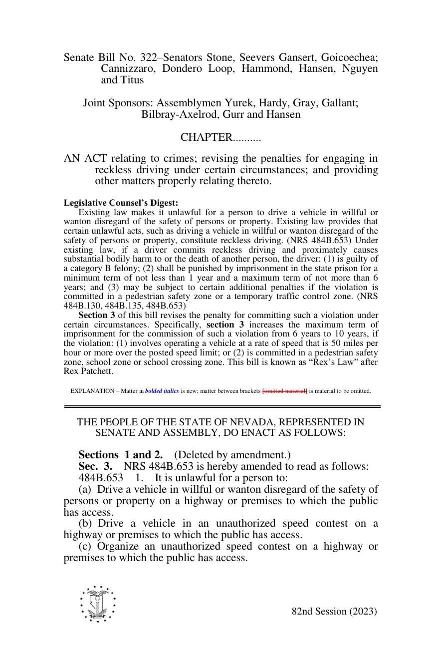 Nevada Senate Bill 322