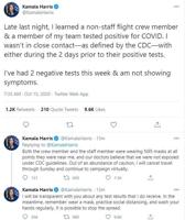 Sen. Harris Suspends Travel After Staffer Tests COVID-19 Positive