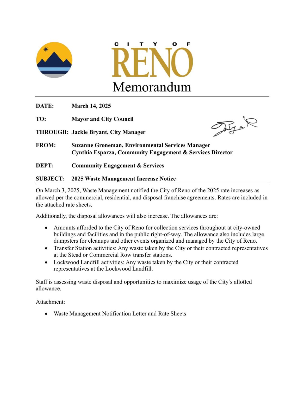 Waste Managment Increase Notice - 2025