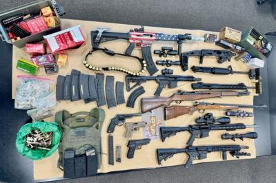 Guns on table
