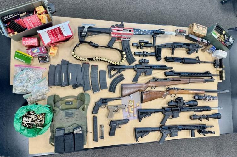 Guns on table