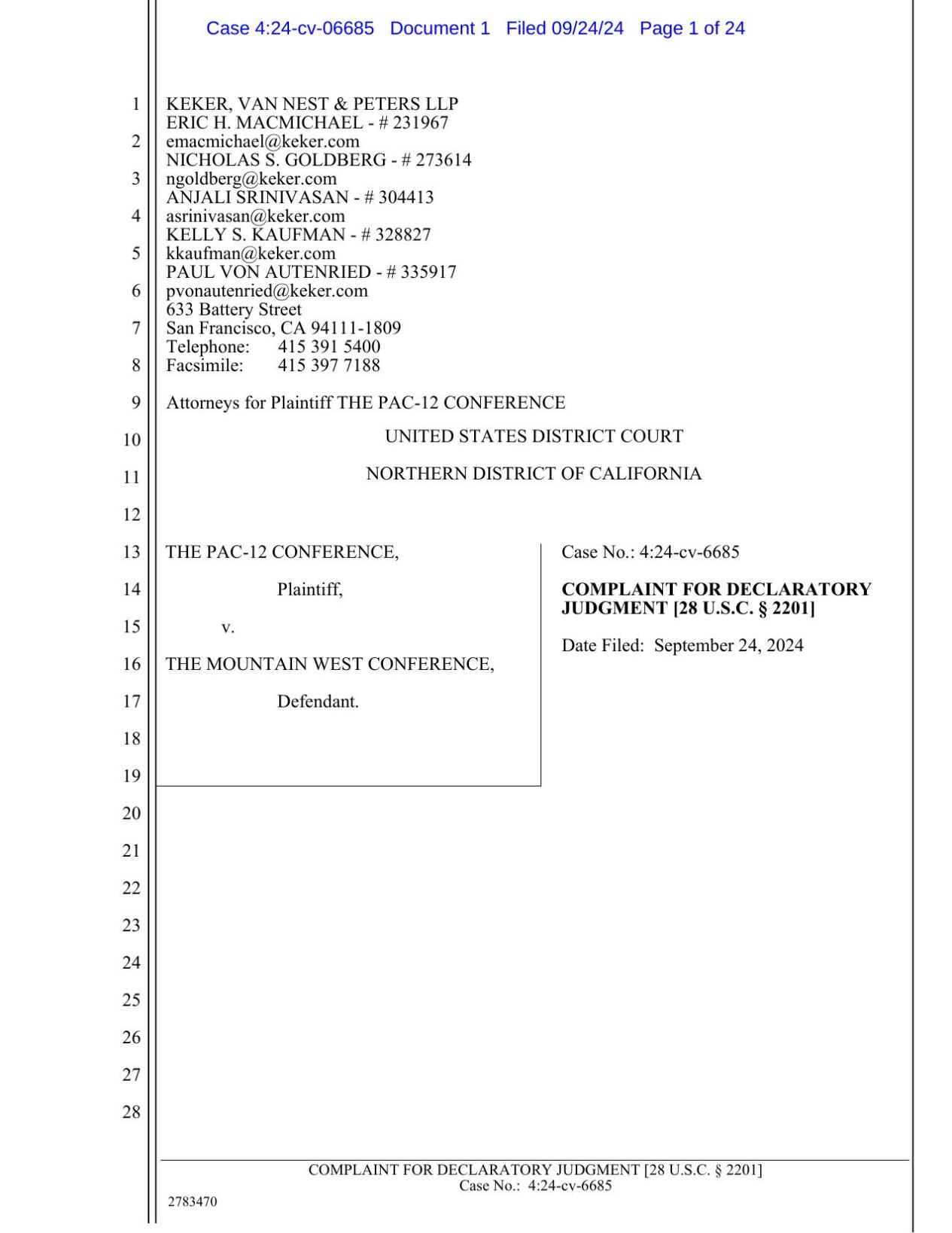 Pac-12 sues Mountain West