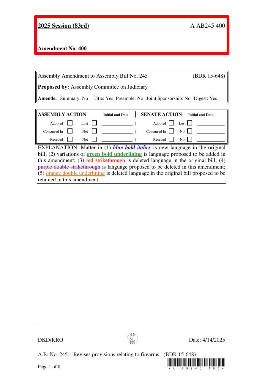 Nevada Assembly Bill 245