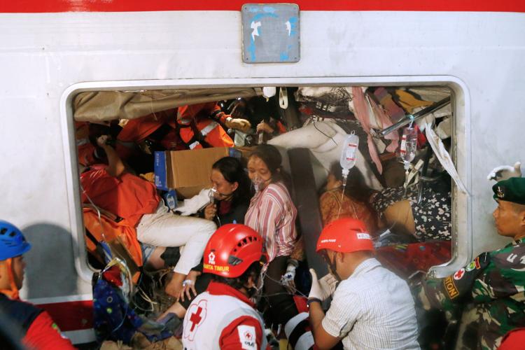 APTOPIX Indonesia Train Crash