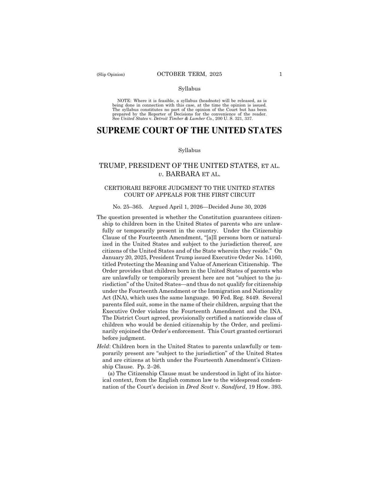 Supreme Court birthright decision