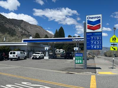 Gas prices at the Chevron in Lee Vining, May 6, 2026