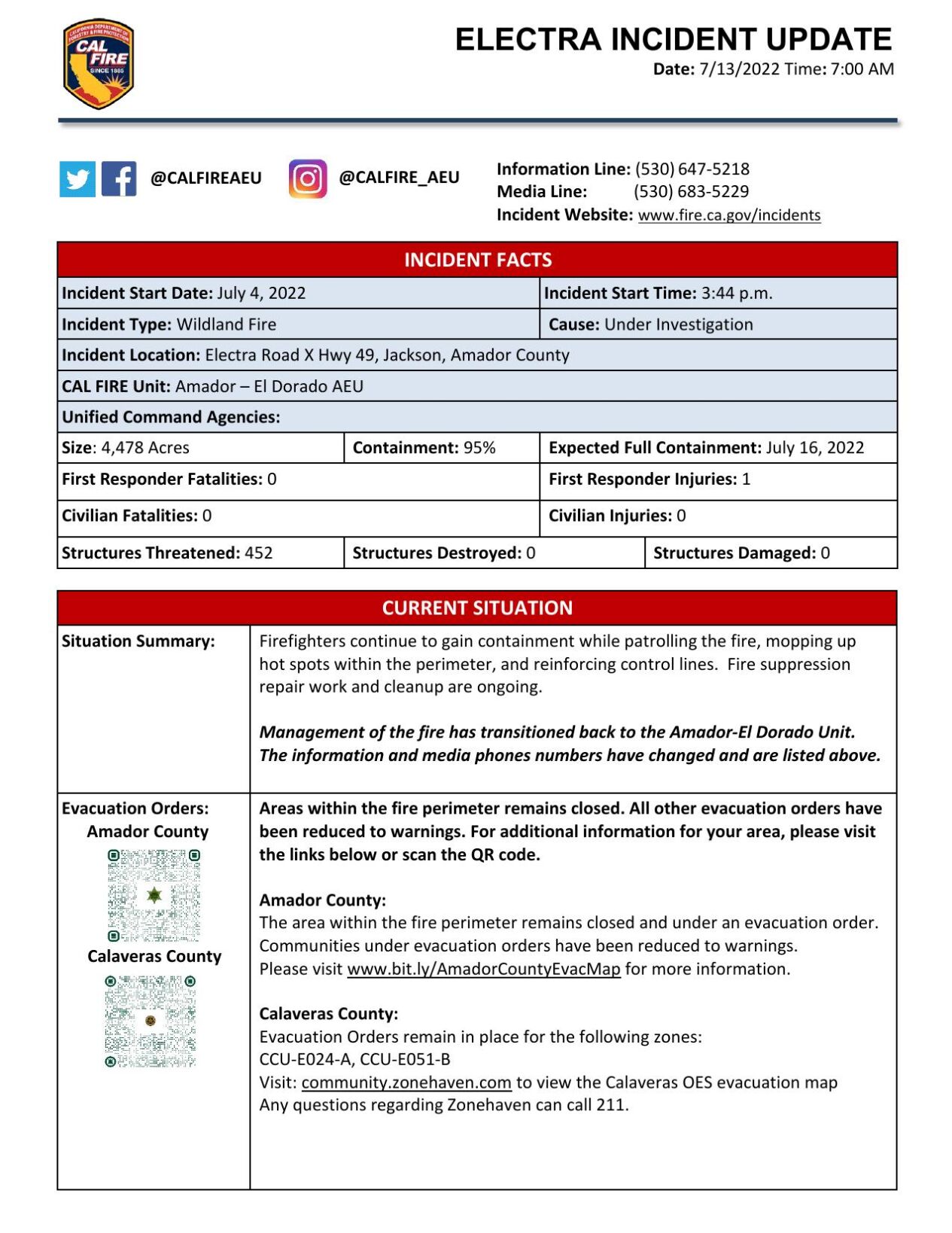 Electra Fire, July 13 7am