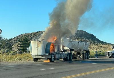 semi-truck fire on Pyramid Highway