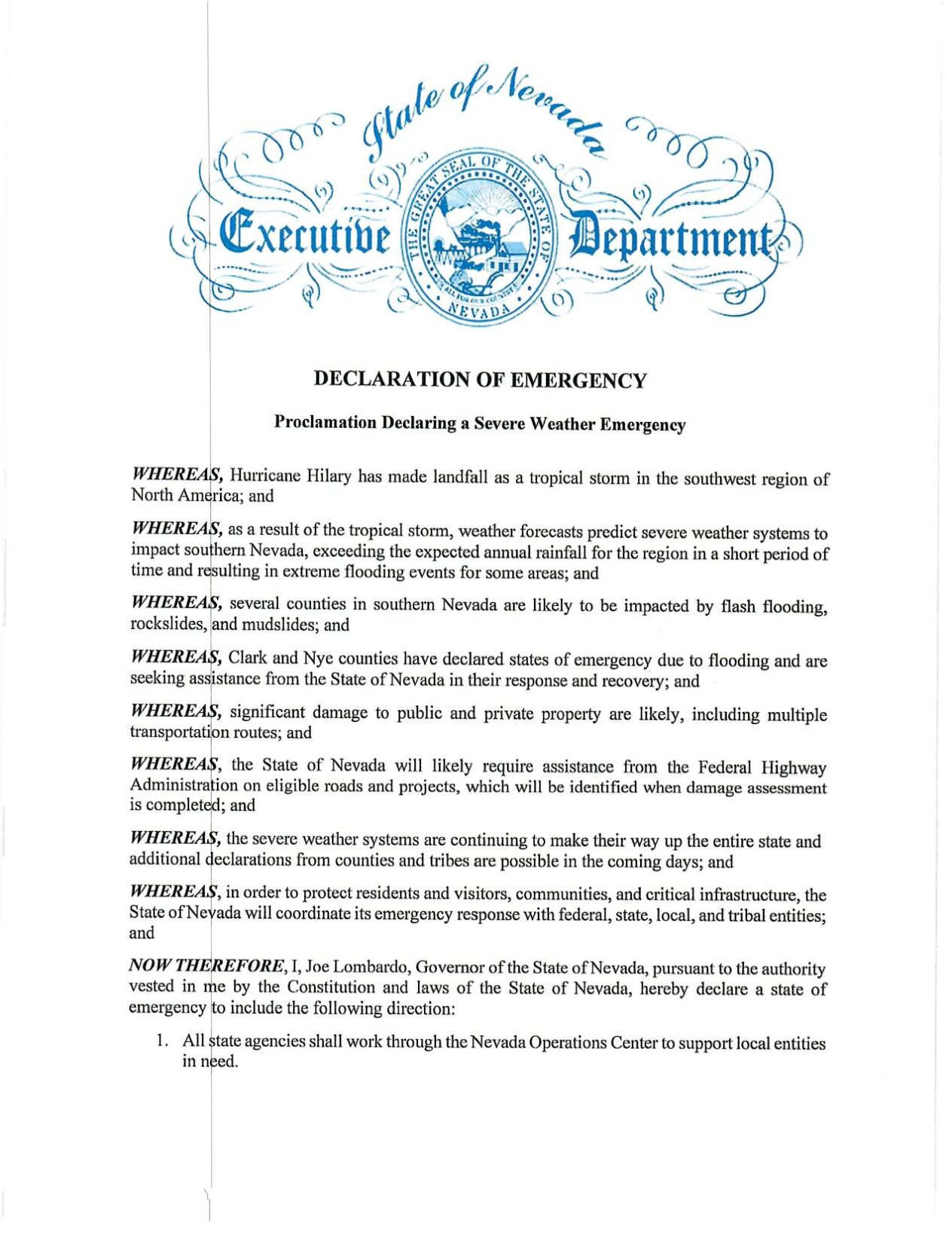 Governor Lombardo Declares State Of Emergency Due To Tropical Storm ...