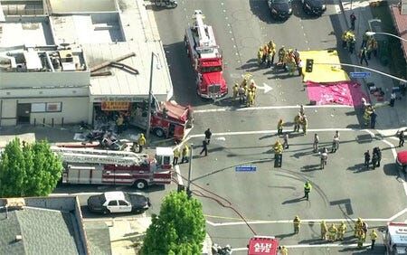 Fire Truck Rams Southern California Eatery; 14 Injured