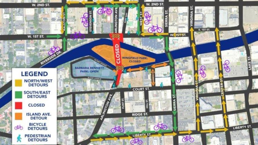 Arlington Avenue and First Street construction closures map