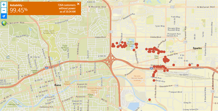 NV Energy: Over 7,000 Customers Without Power in Washoe County