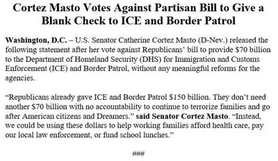 Cortez Masto statement