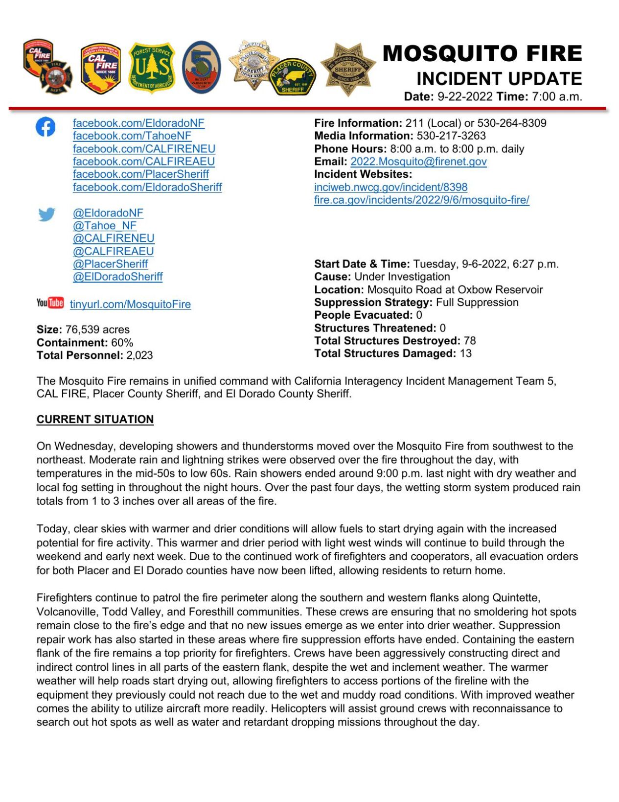 Mosquito Fire, Sept. 22