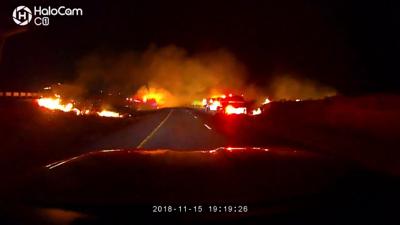 Dashcam Video Released of Brush Fire Near I-80, Mogul