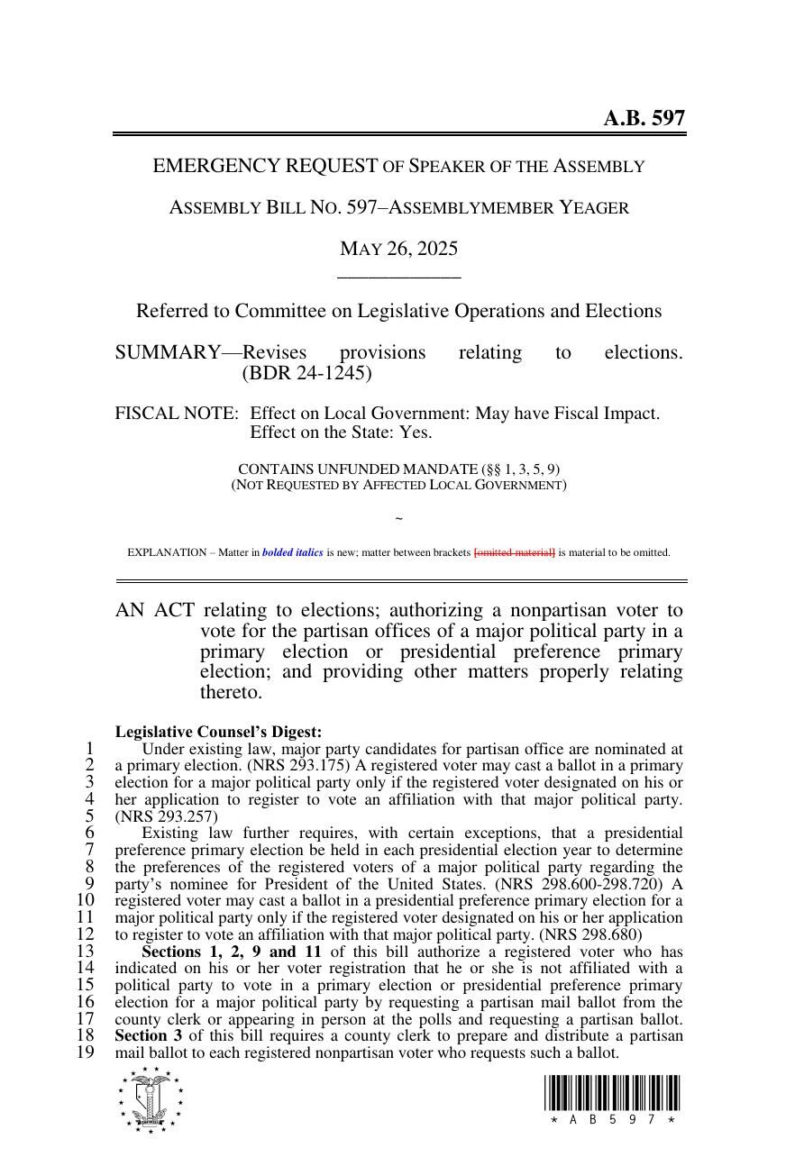 Nevada Assembly Bill 597