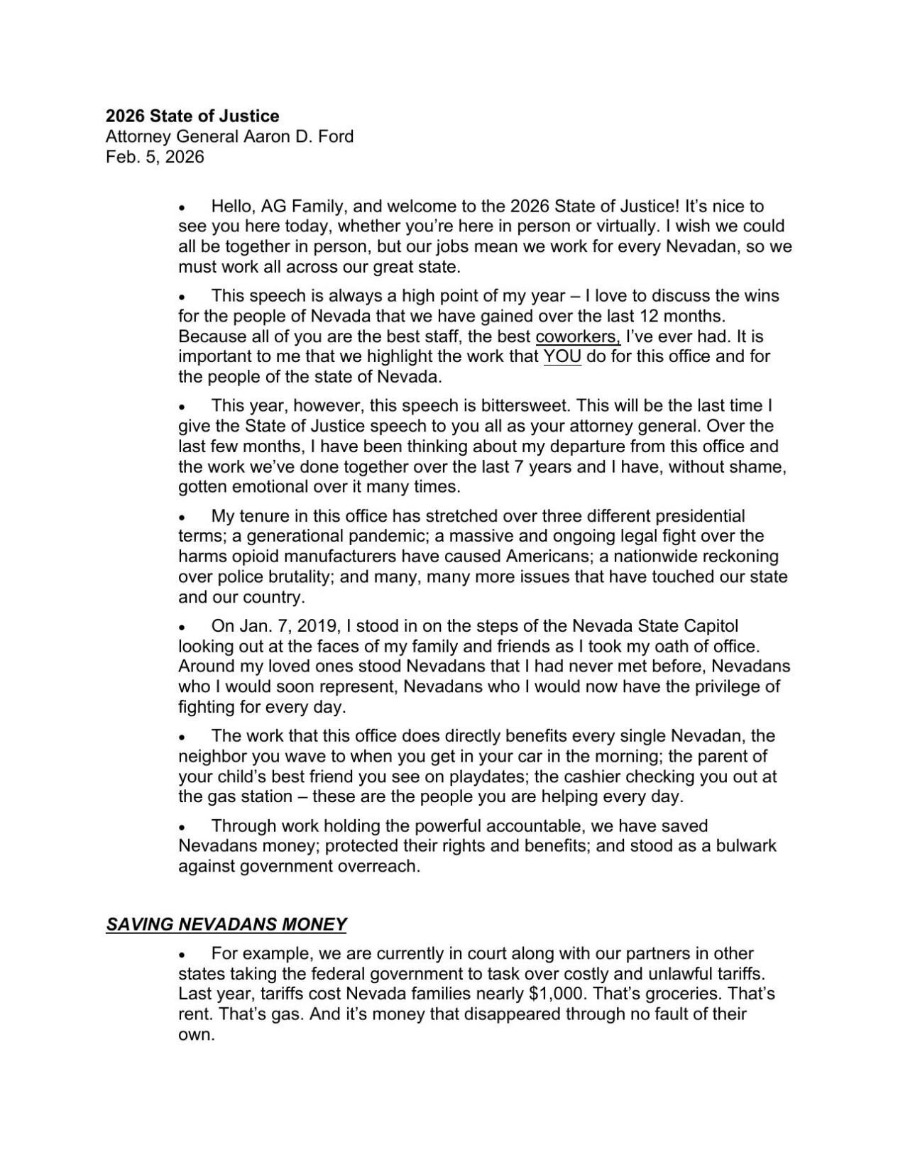 2026 State of Justice Remarks