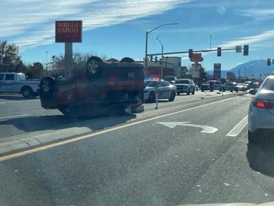 Flipped Car Near McCarran Boulevard and Prater Way