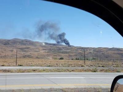Tires Burning Near Waste Management East of Sparks