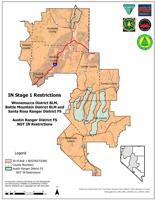 Stage 1 Fire Restrictions map for central and northwestern Nevada