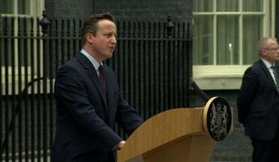 U.K. Prime Minister Cameron Says He Will Form Conservative Government