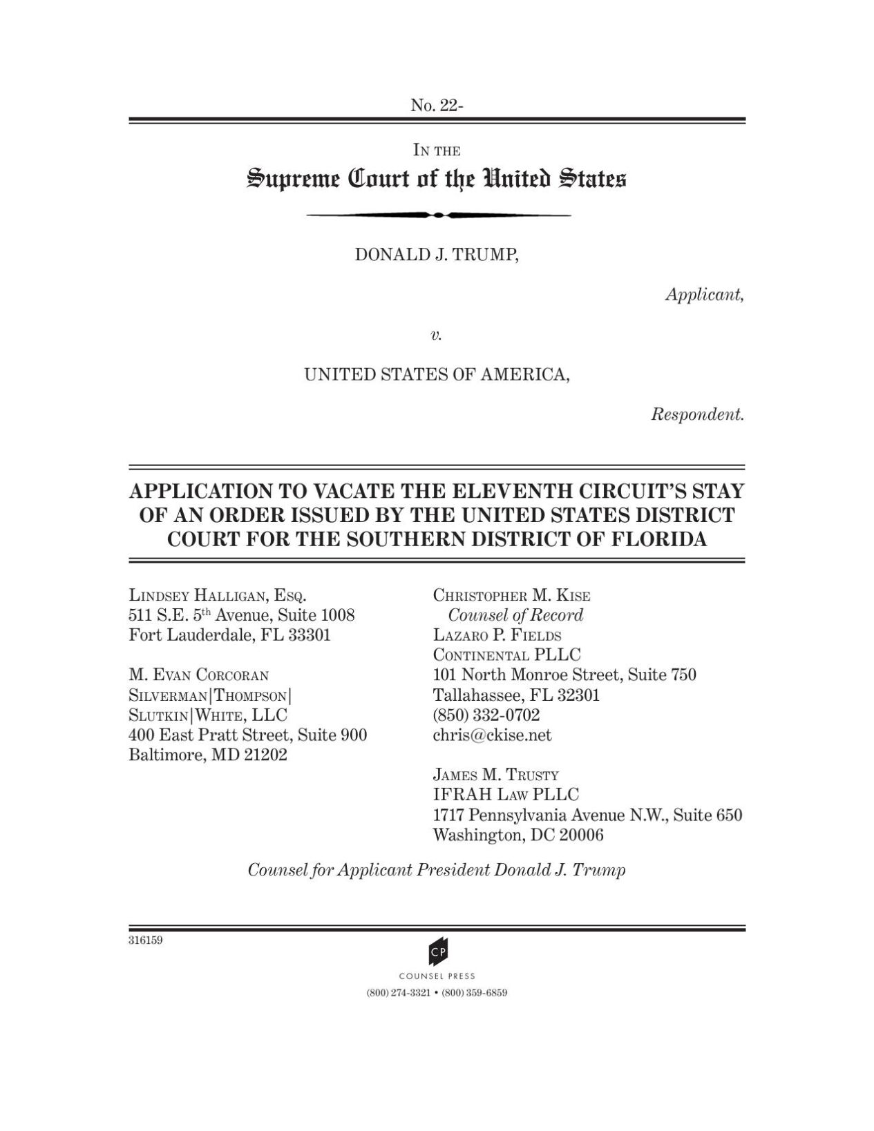 Supreme Court filing, Mar-a-Lago search