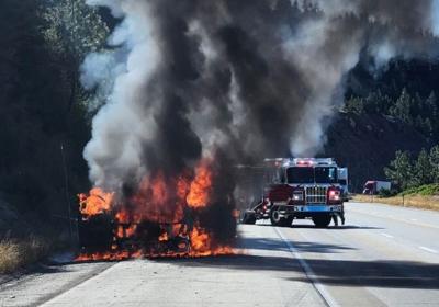 I-80 west car fire near Donner