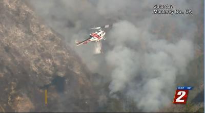 Big Sur Wildfire Helicopter Dropping Water
