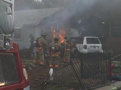 Car Crashes Into East Reno Home, Catches on Fire