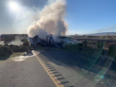 NHP Responding to Commercial Hay Truck Rollover in Fernley