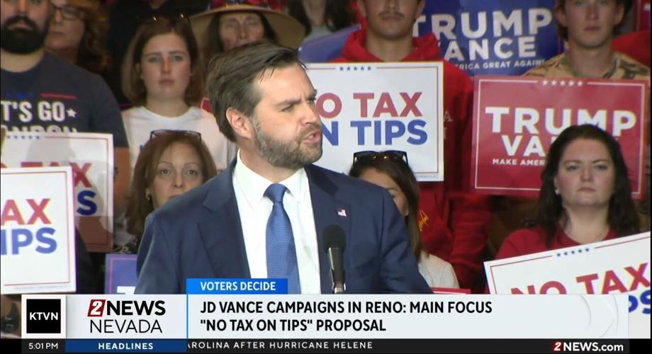 JD Vance pitches No Tax on Tips in Reno