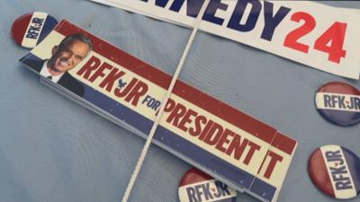 RFK Jr. Bumper Sticker at campaign booth