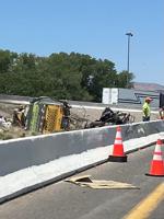 RFD: Trash truck rollover causes fire on I-580 North Near Damonte Ranch