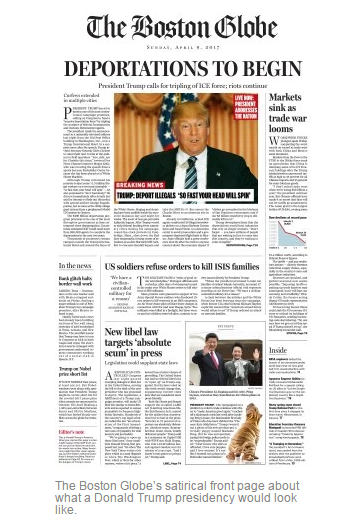 Donald Trump Calls Boston Globe "Worthless" in Response to Satirical Front Page