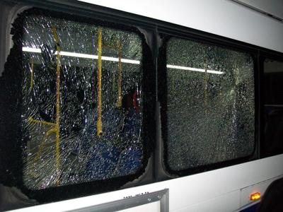 Another RTC Bus Window Shot Out Early Tuesday Morning
