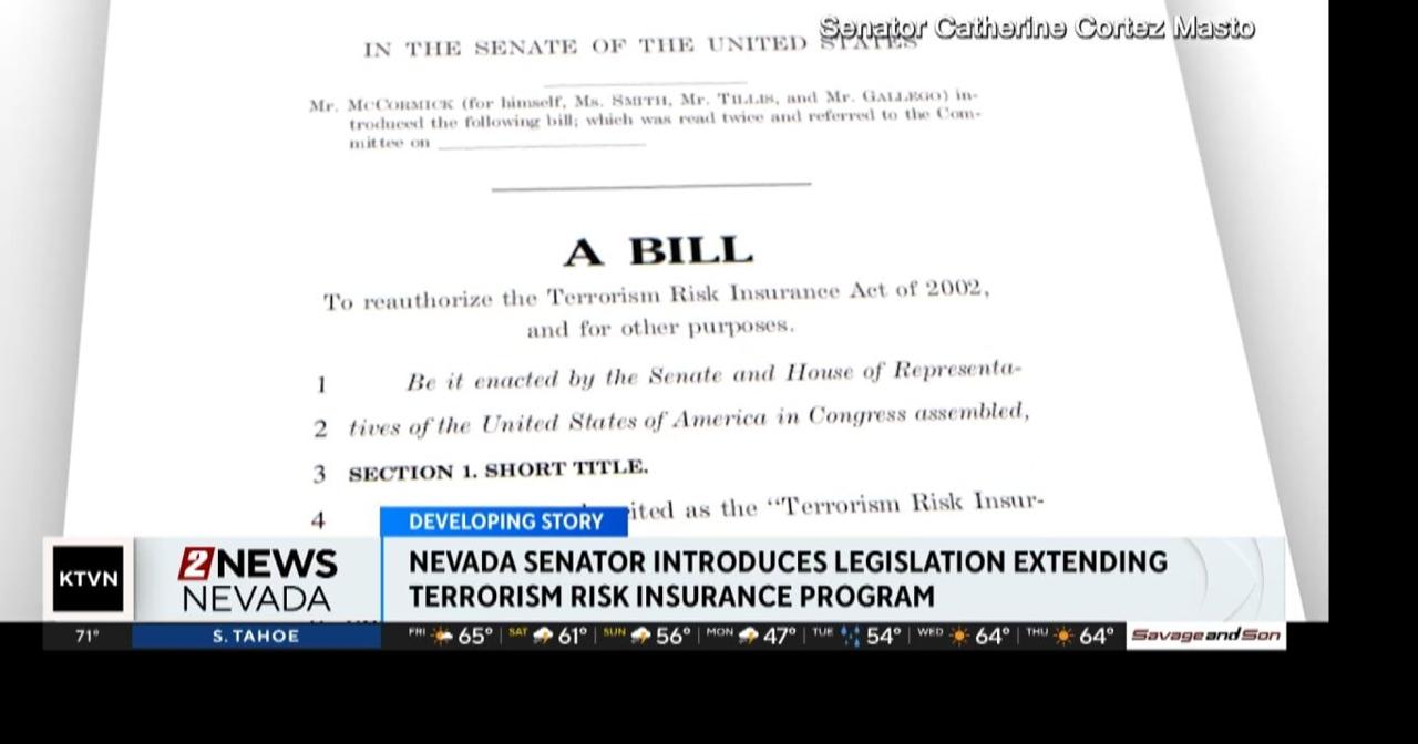 Senator Cortez Masto introduced legislation extending terrorism risk ...