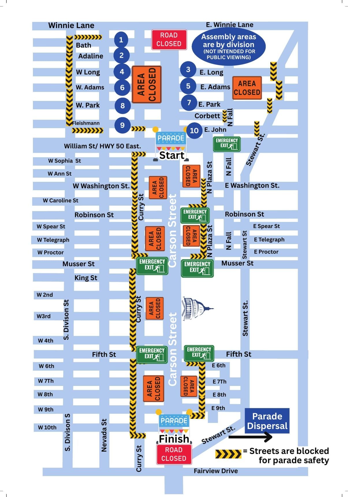 Nevada Day Parade map