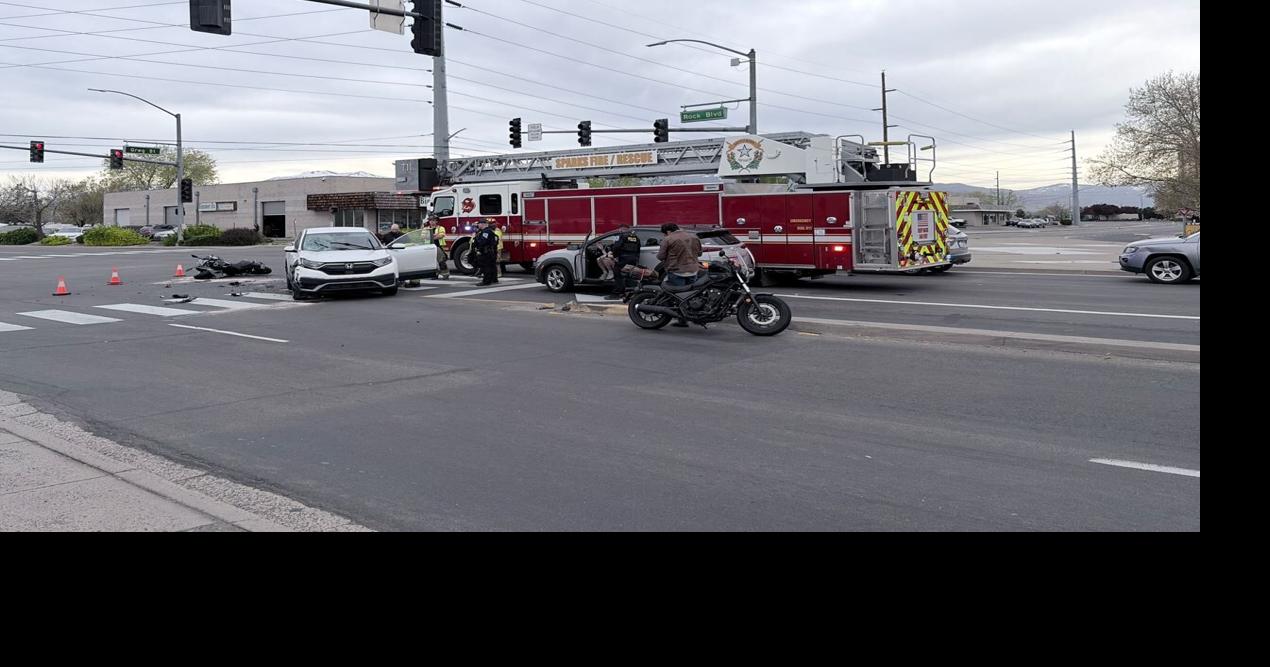 Crash involving motorcycle and at least one car at Greg Street and Rock ...