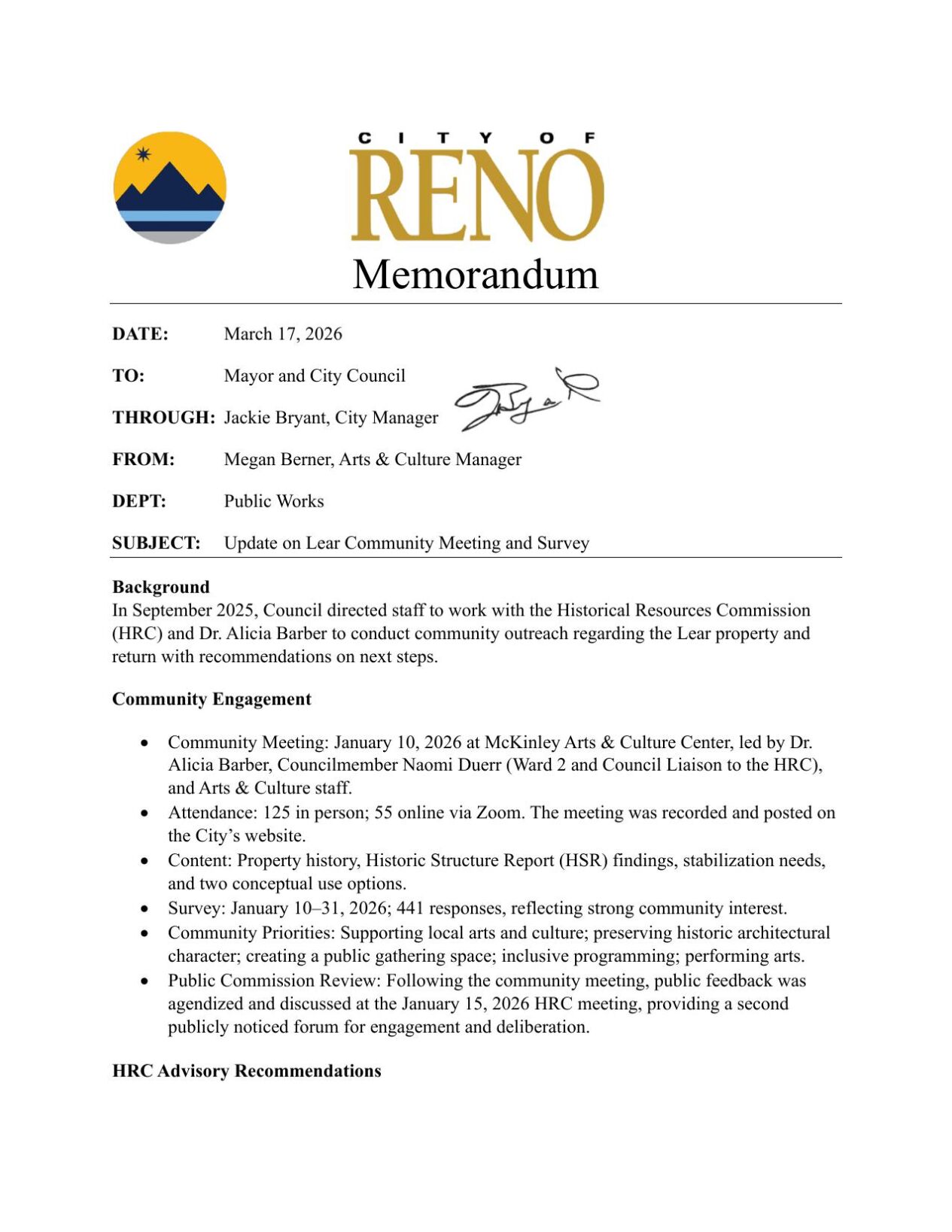 City of Reno Lear Theater update