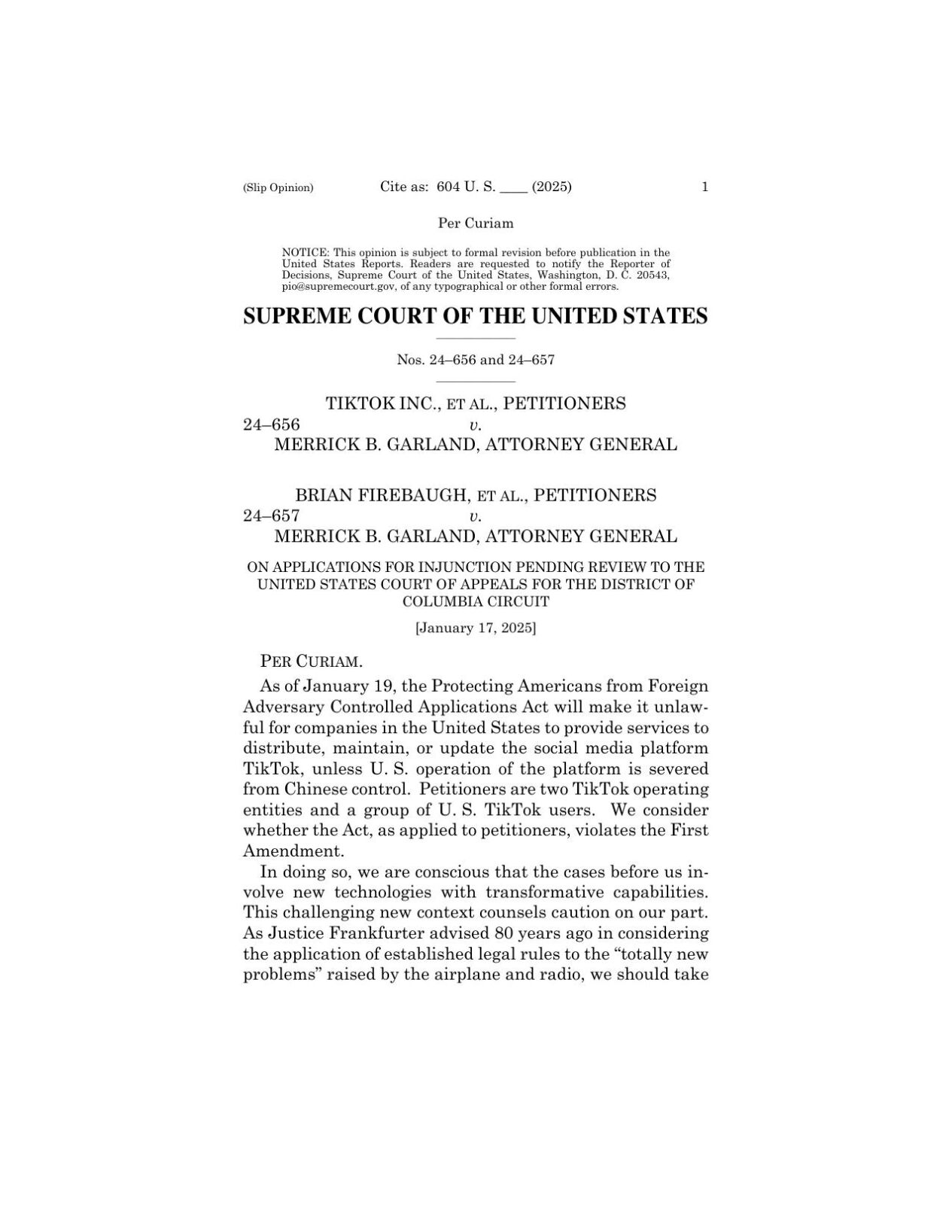 Supreme Court TikTok opinion