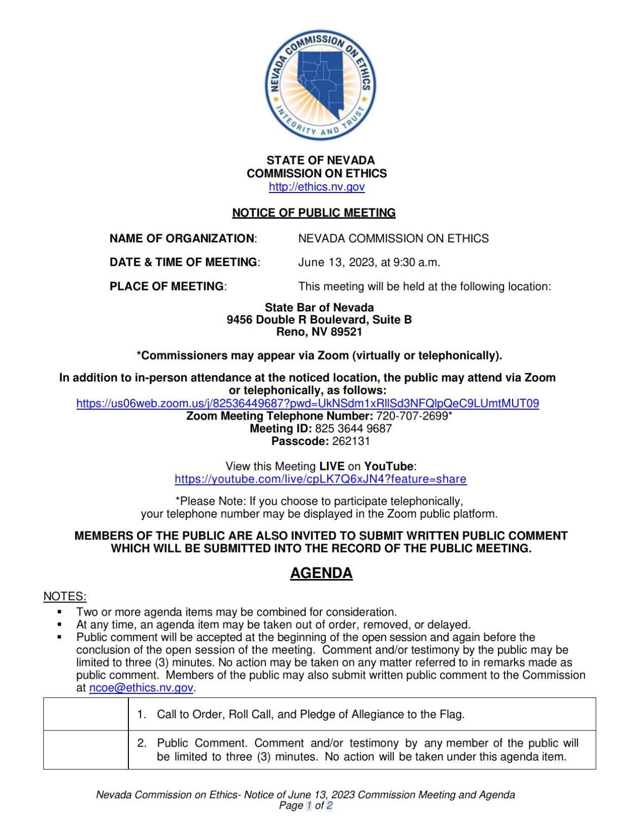 Ethics June 13 meeting