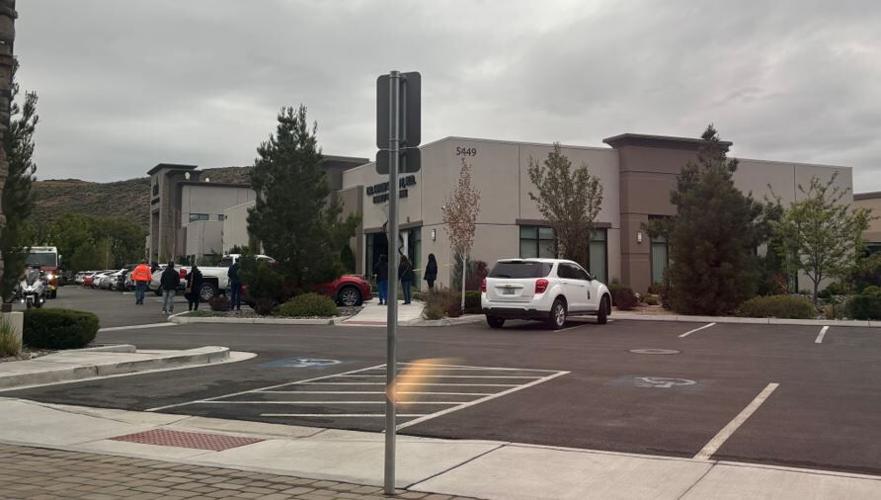 Faraway photo of car crashed into doctor office