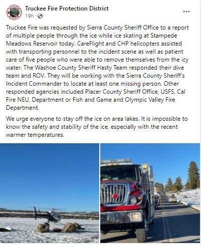 1 Missing After Multiple People Fall in Icy Lake at Stampede Reservoir 2