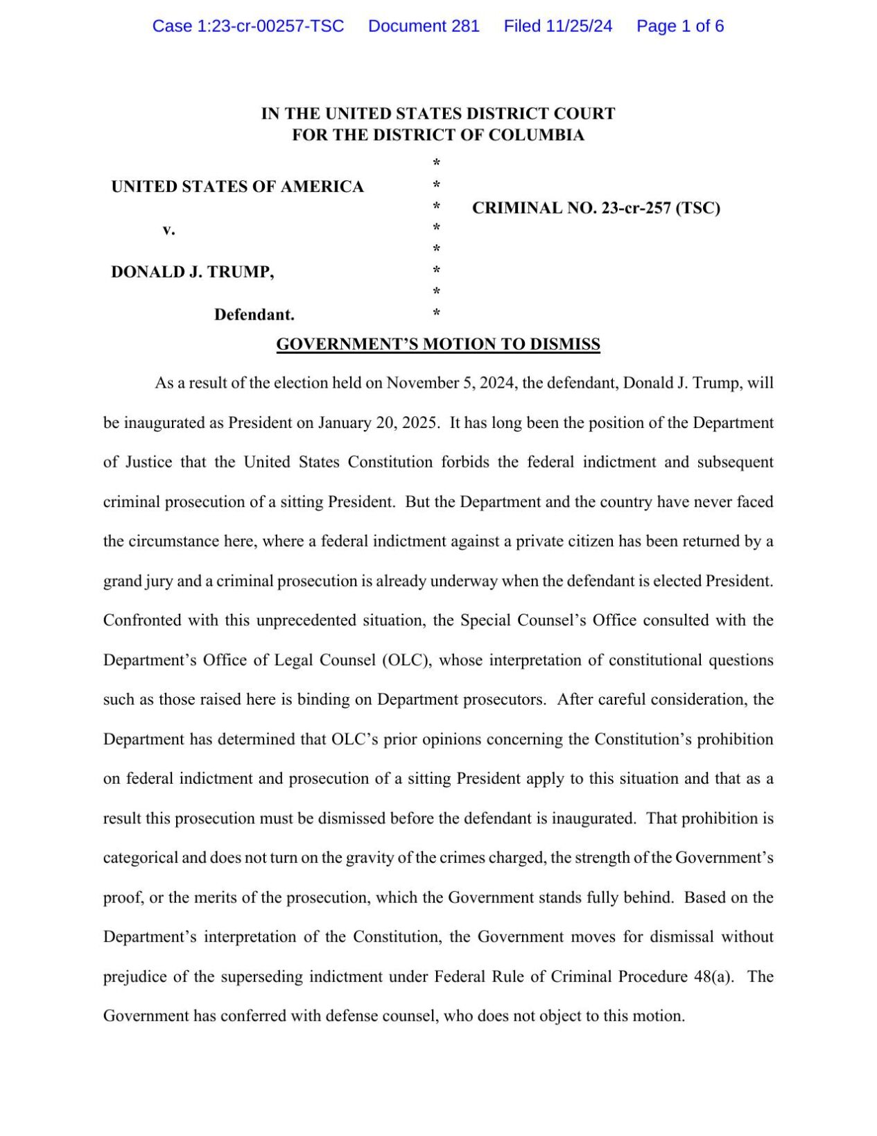 DOJ dismisses election interference against Donald Trump