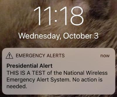Nationwide Wireless Emergency Alert Test Wednesday