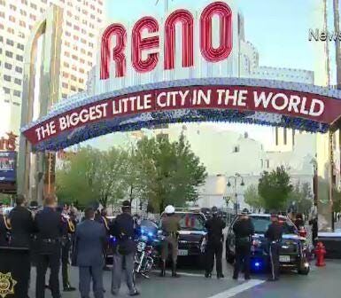 Reno Arch Turns Blue For Fallen Officers